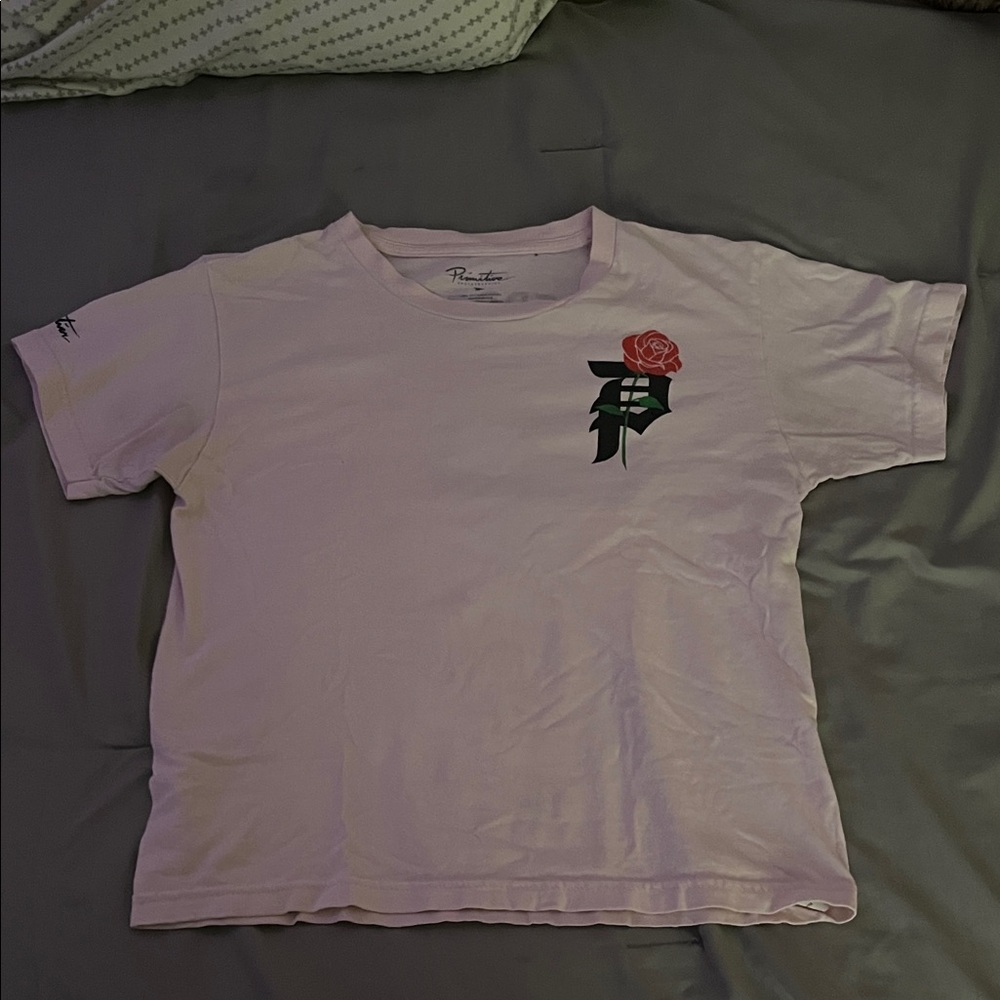 Primitive Light Pink Kids Tee with Rose Graphic